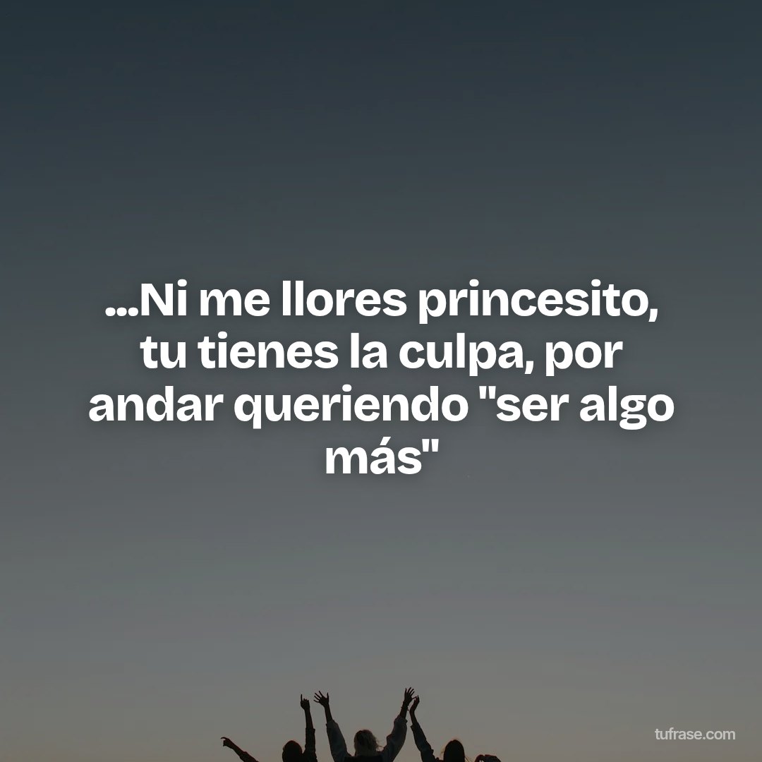 ...Ni me llores princesito, tu tienes la culpa, por andar queriendo "ser algo más"