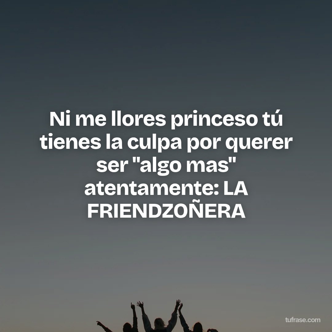 Ni me llores princeso tú tienes la culpa por querer ser "algo mas" atentamente: LA FRIENDZOÑERA