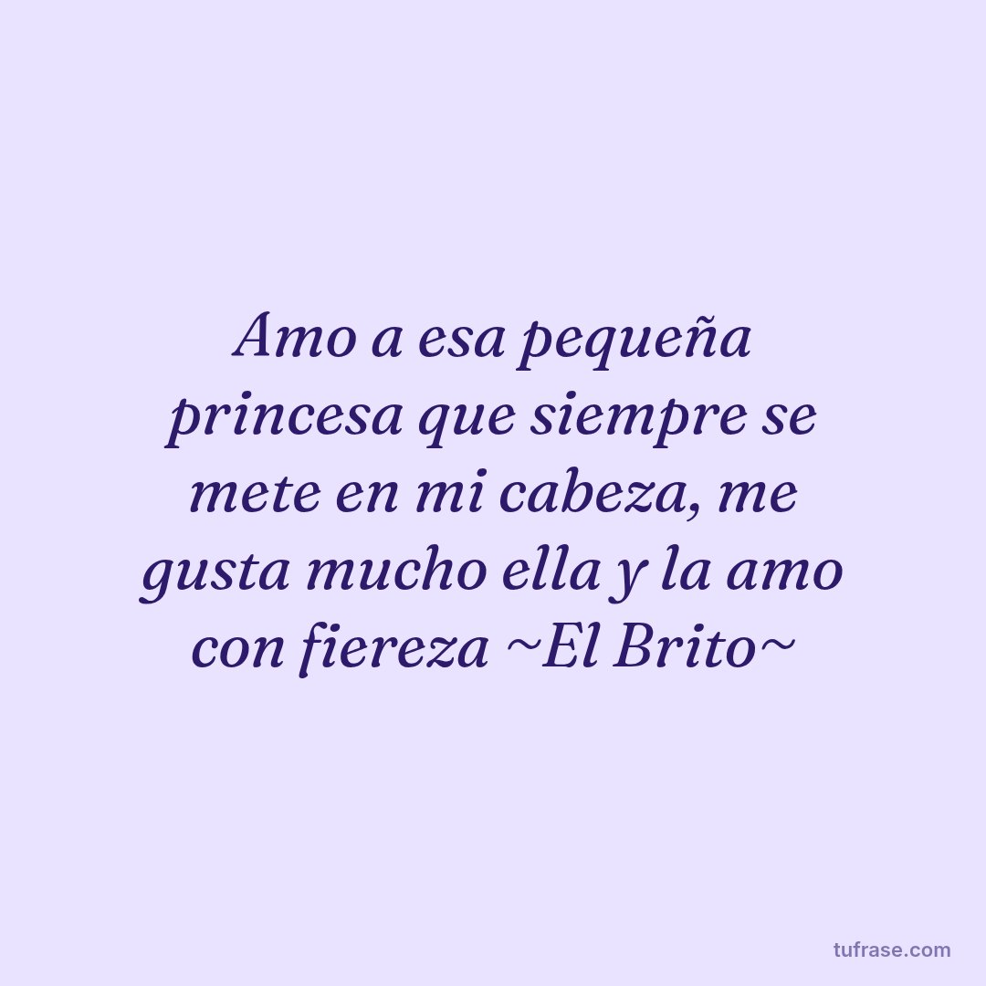 Amo a esa pequeña princesa que siempre se mete en mi cabeza, me gusta mucho ella y la amo con fiereza ~El Brito~