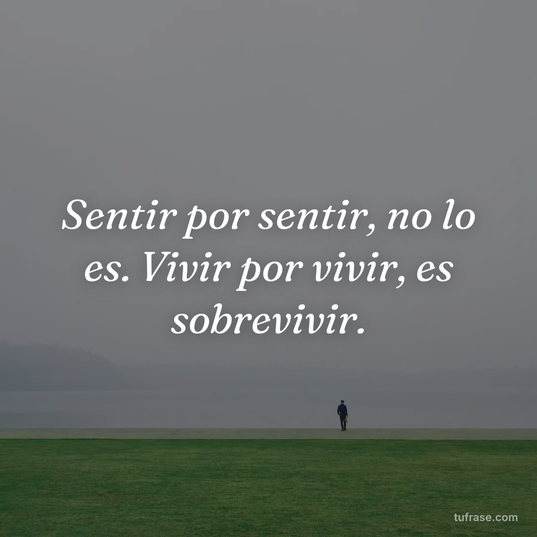 Sentir por sentir, no lo es. Vivir por vivir, es sobrevivir.