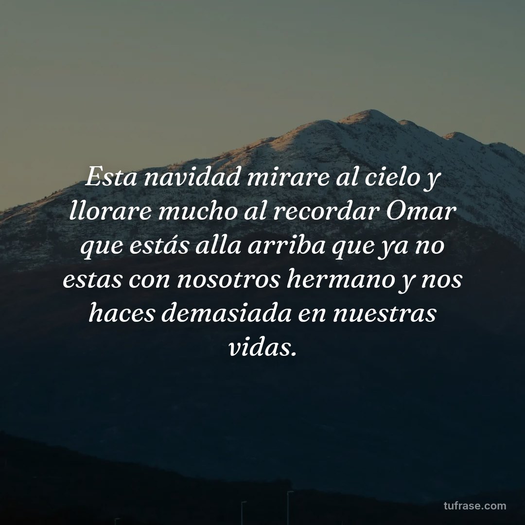 Esta navidad mirare al cielo y llorare mucho al recordar Omar que estás alla arriba que ya no estas con nosotros hermano y nos haces demasiada en nuestras vidas.