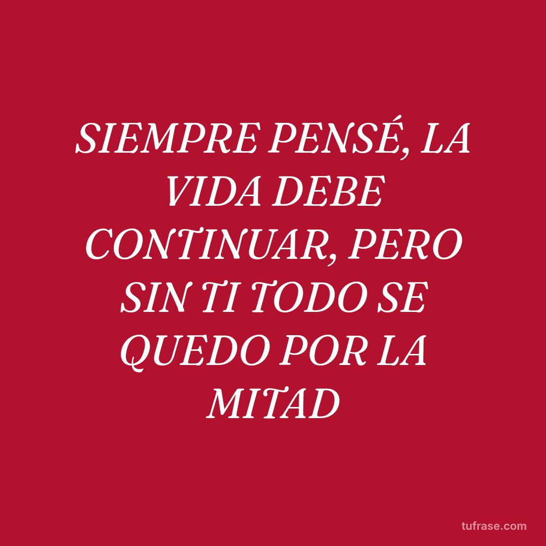 SIEMPRE PENSÉ, LA VIDA DEBE CONTINUAR, PERO SIN TI TODO SE QUEDO POR LA MITAD