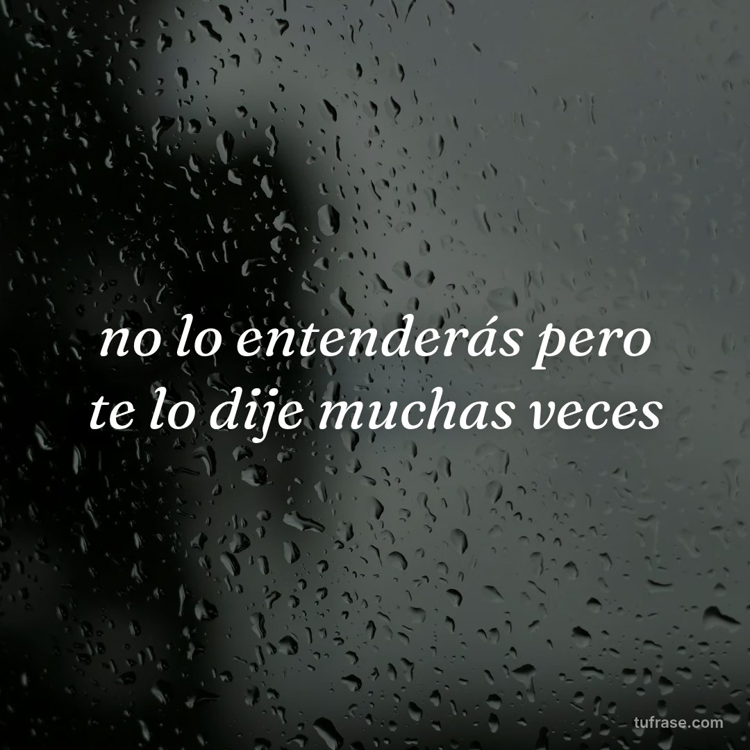 no lo entenderás pero te lo dije muchas veces