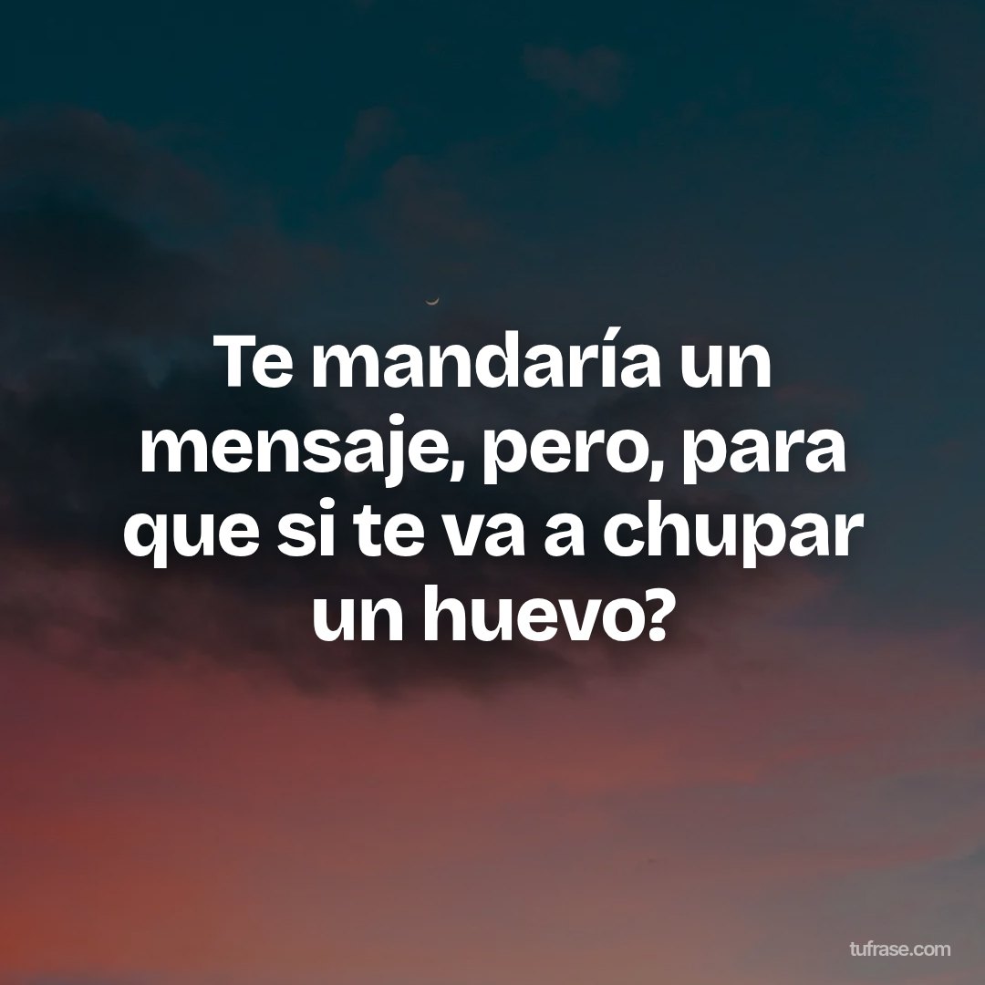 Te mandaría un mensaje, pero, para que si te va a chupar un huevo?