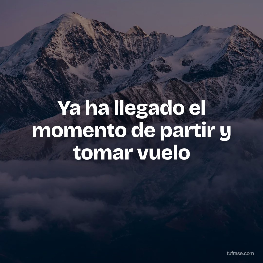 Ya ha llegado el momento de partir y tomar vuelo