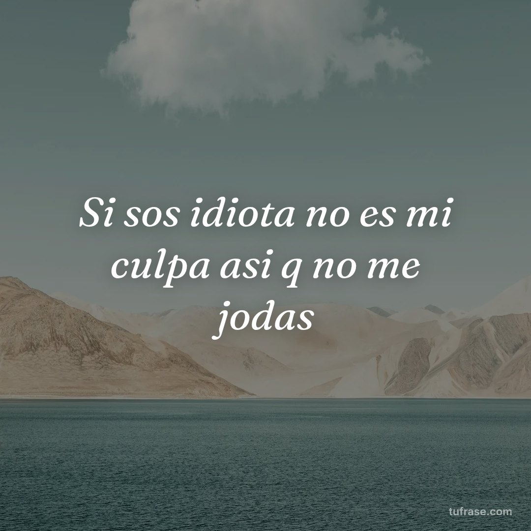 Si sos idiota no es mi culpa asi q no me jodas