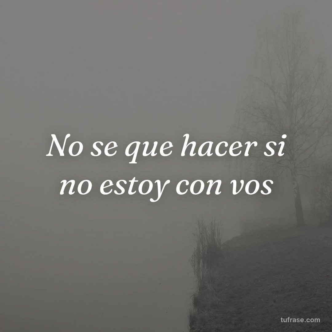 No se que hacer si no estoy con vos
