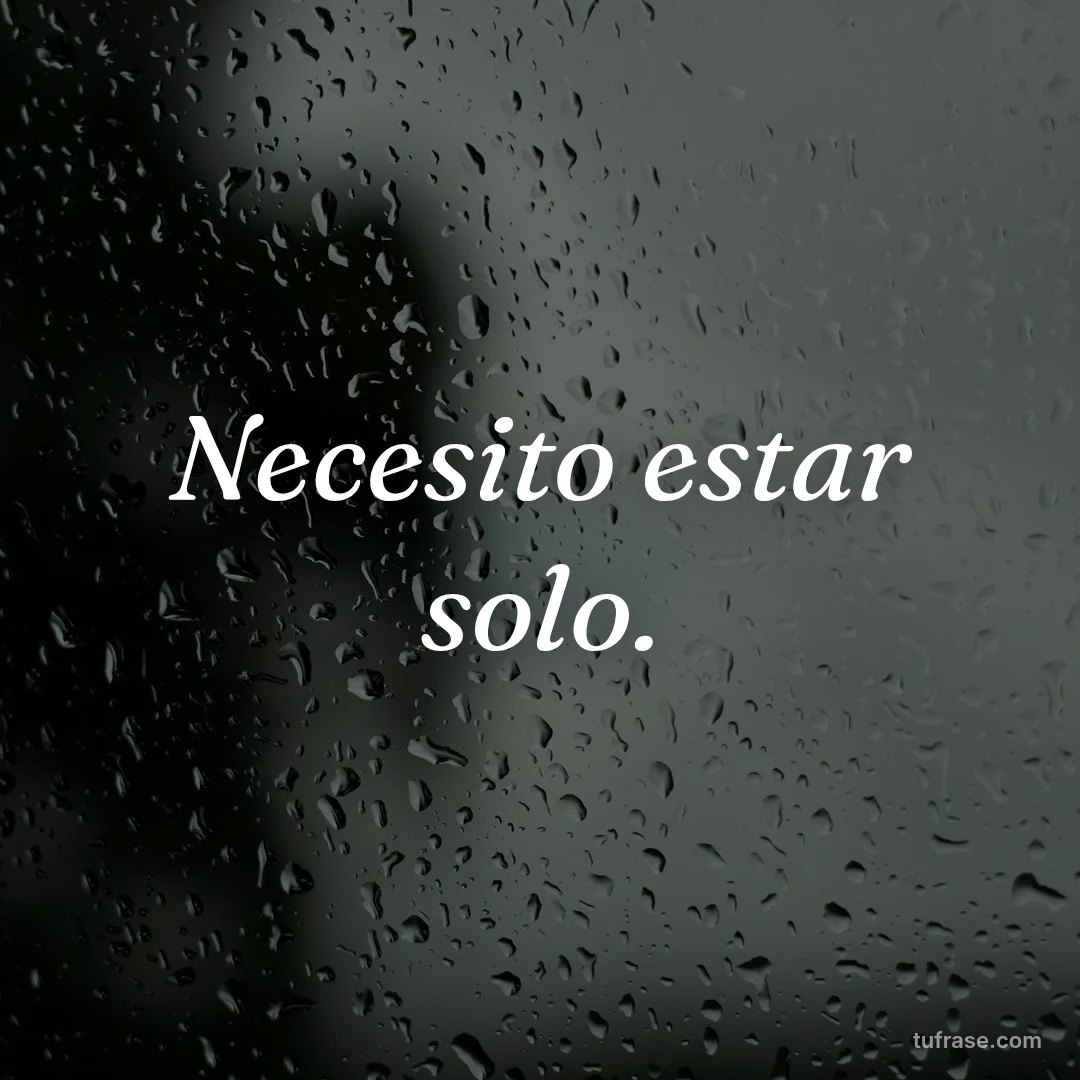 Necesito estar solo.