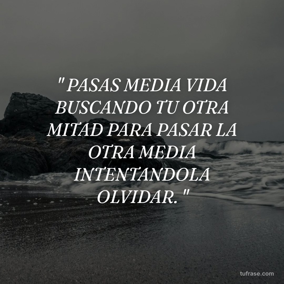 " PASAS MEDIA VIDA BUSCANDO TU OTRA MITAD PARA PASAR LA OTRA MEDIA INTENTANDOLA OLVIDAR. "
