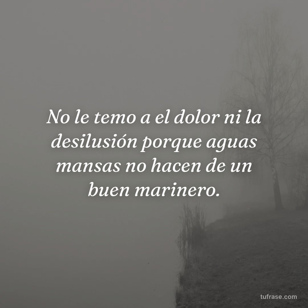 No le temo a el dolor ni la desilusión porque aguas mansas no hacen de un buen marinero.