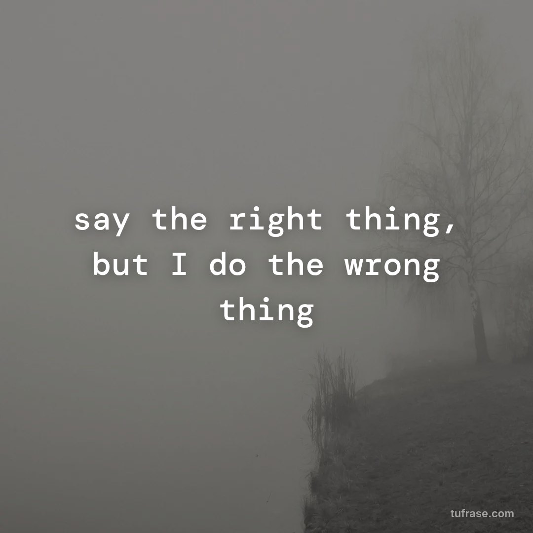 say the right thing, but I do the wrong thing