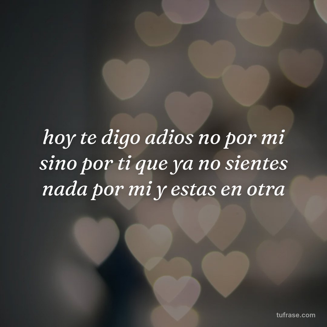 hoy te digo adios no por mi sino por ti que ya no sientes nada por mi y estas en otra
