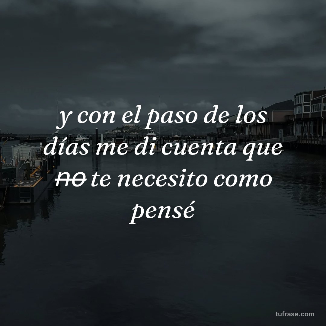 y con el paso de los días me di cuenta que n̶o̶ te necesito como pensé