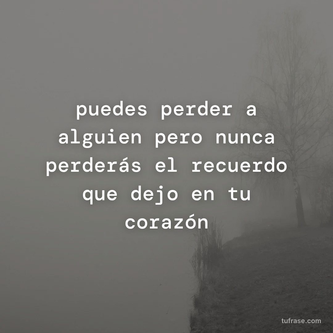 puedes perder a alguien pero nunca perderás el recuerdo que dejo en tu corazón