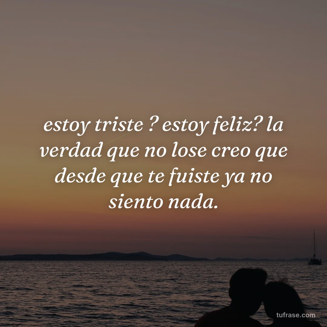 estoy triste ? estoy feliz? la verdad que no lose creo que desde que te fuiste ya no siento nada.