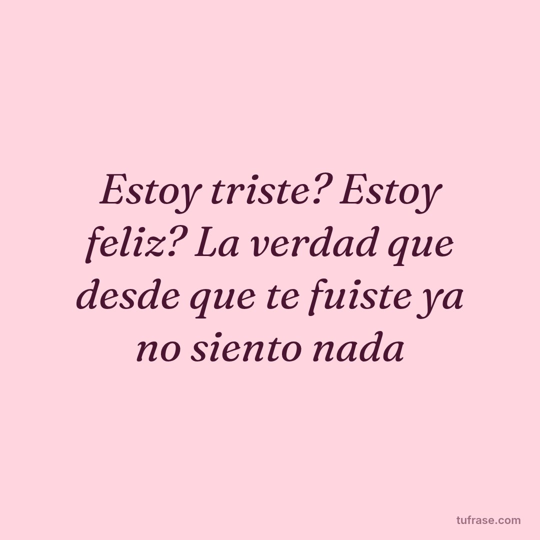 Estoy triste? Estoy feliz? La verdad que desde que te fuiste ya no siento nada