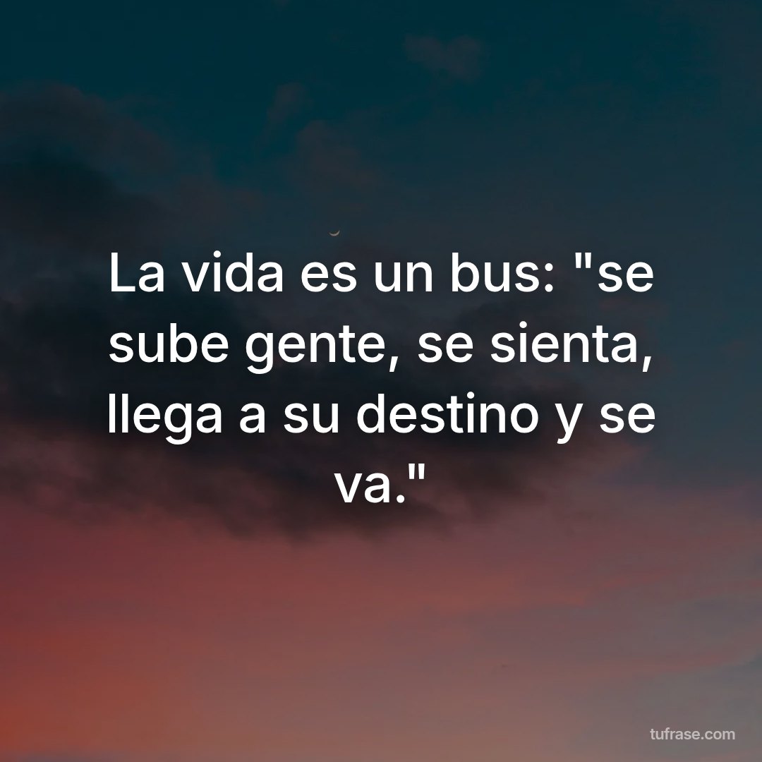 La vida es un bus: "se sube gente, se sienta, llega a su destino y se va."