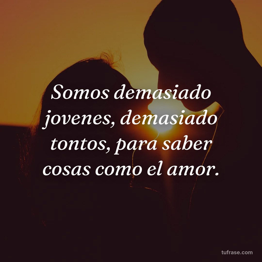 Somos demasiado jovenes, demasiado tontos, para saber cosas como el amor.