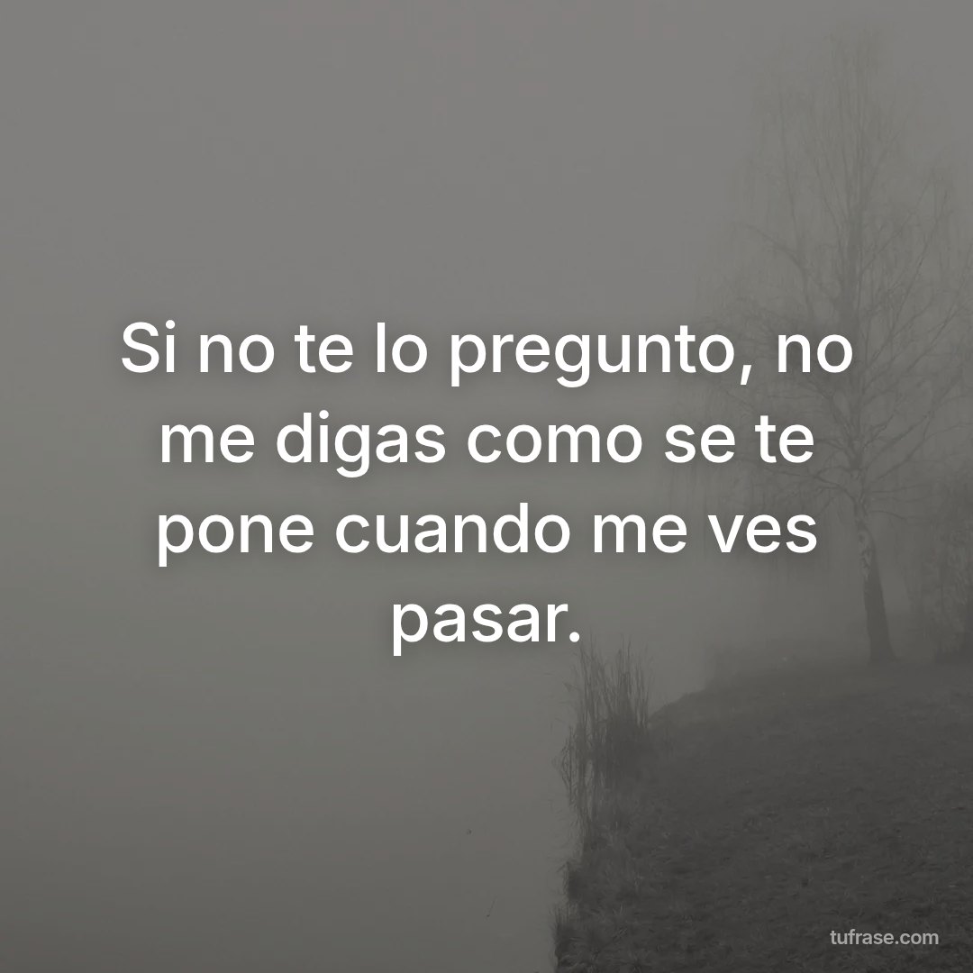Si no te lo pregunto, no me digas como se te pone cuando me ves pasar.
