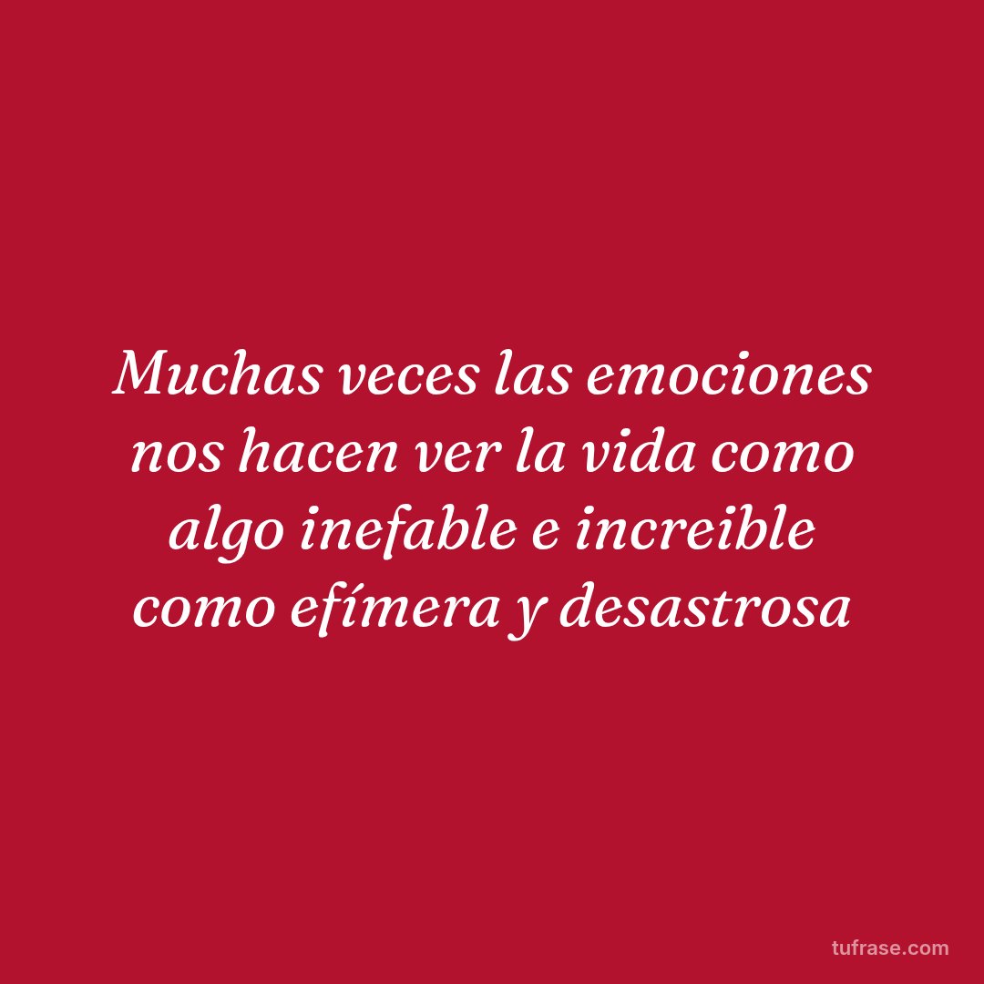 Muchas veces las emociones nos hacen ver la vida como algo inefable e increible como efímera y desastrosa