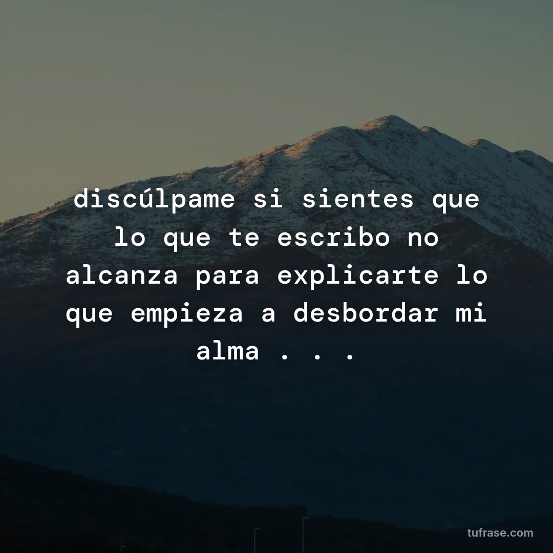 discúlpame si sientes que lo que te escribo no alcanza para explicarte lo que empieza a desbordar mi alma . . .