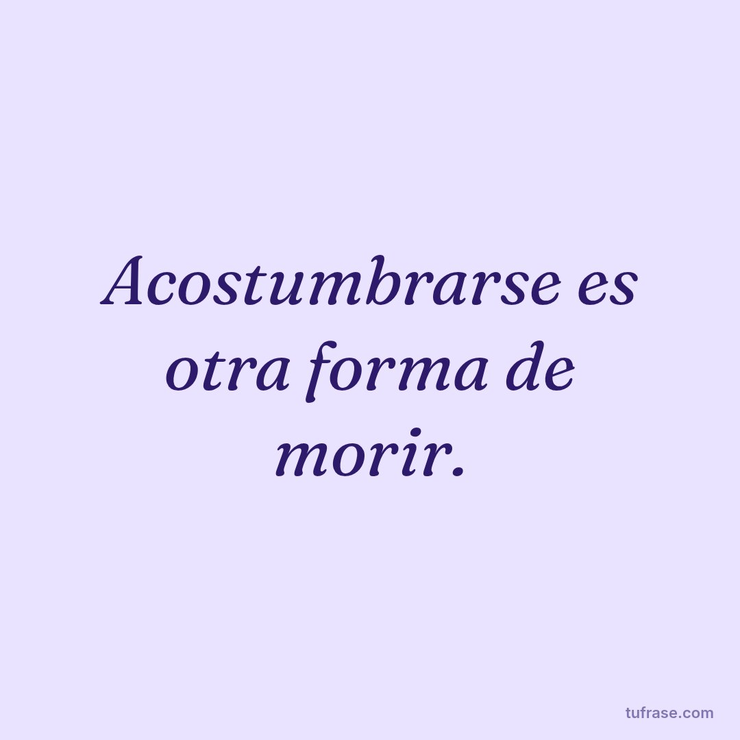 Acostumbrarse es otra forma de morir.