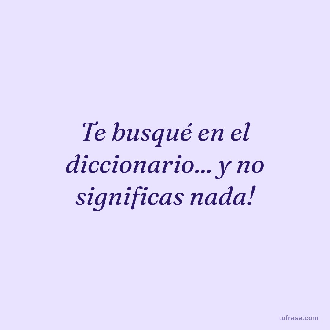 Te busqué en el diccionario... y no significas nada!