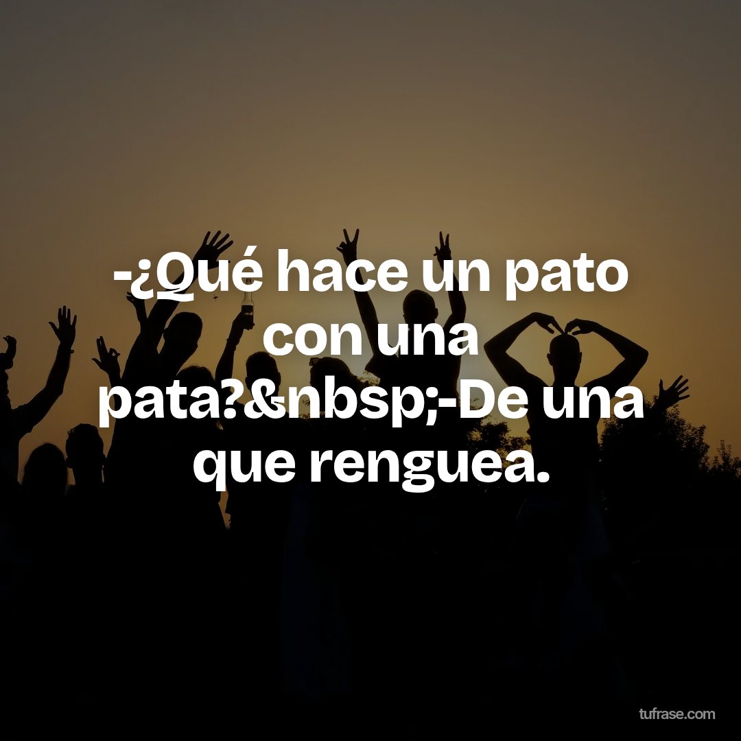 -¿Qué hace un pato con una pata?&nbsp;-De una que renguea.