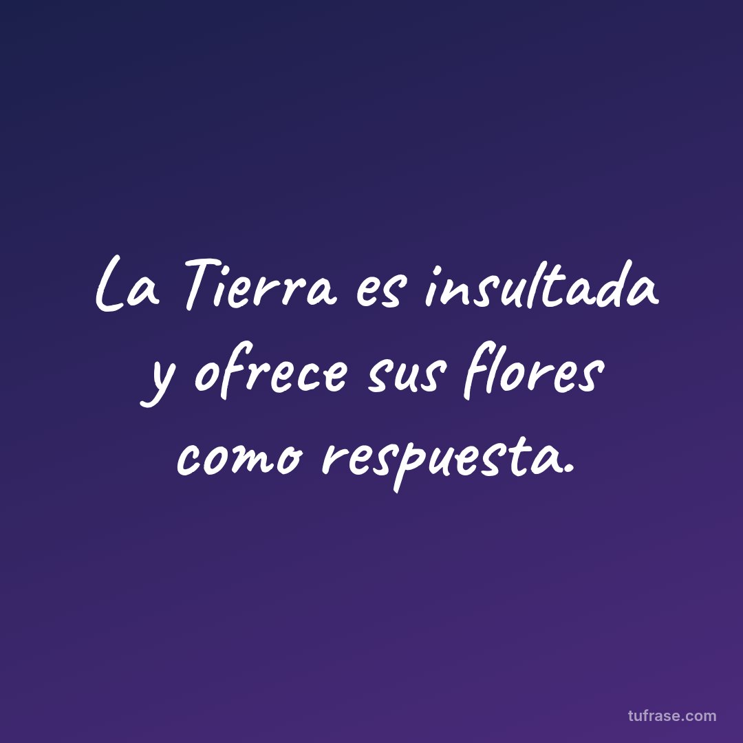 La Tierra es insultada y ofrece sus flores como respuesta.