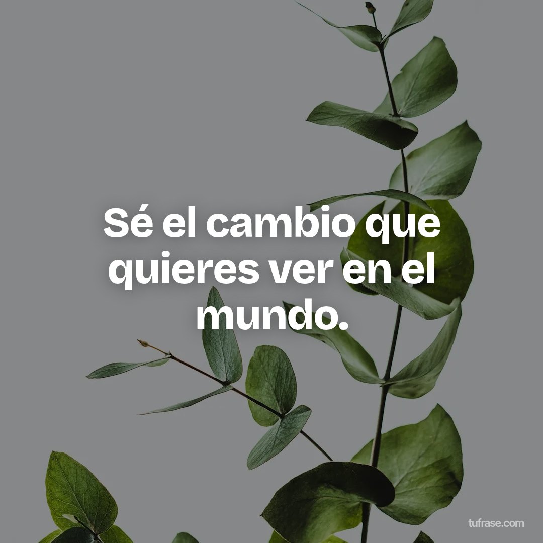 Sé el cambio que quieres ver en el mundo.