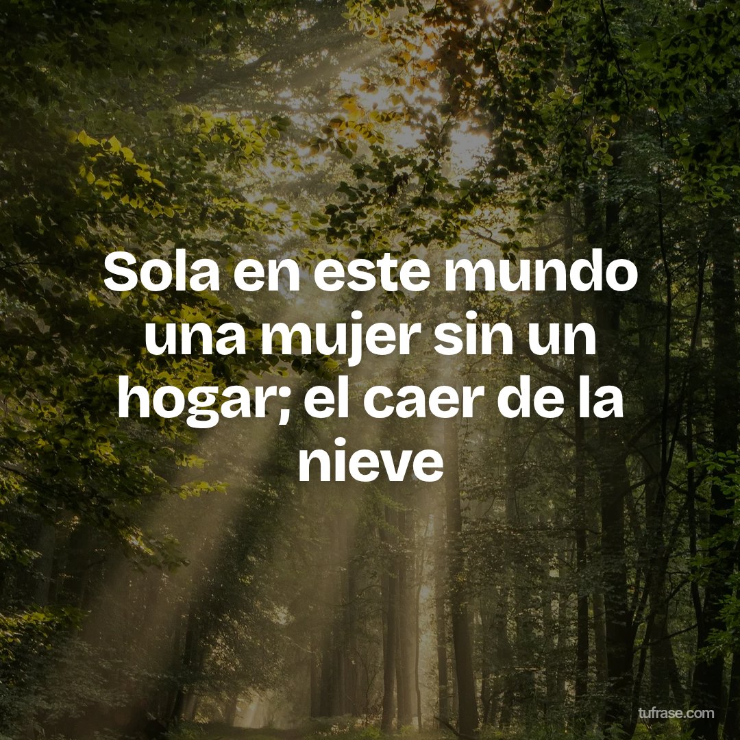 Sola en este mundo una mujer sin un hogar; el caer de la nieve