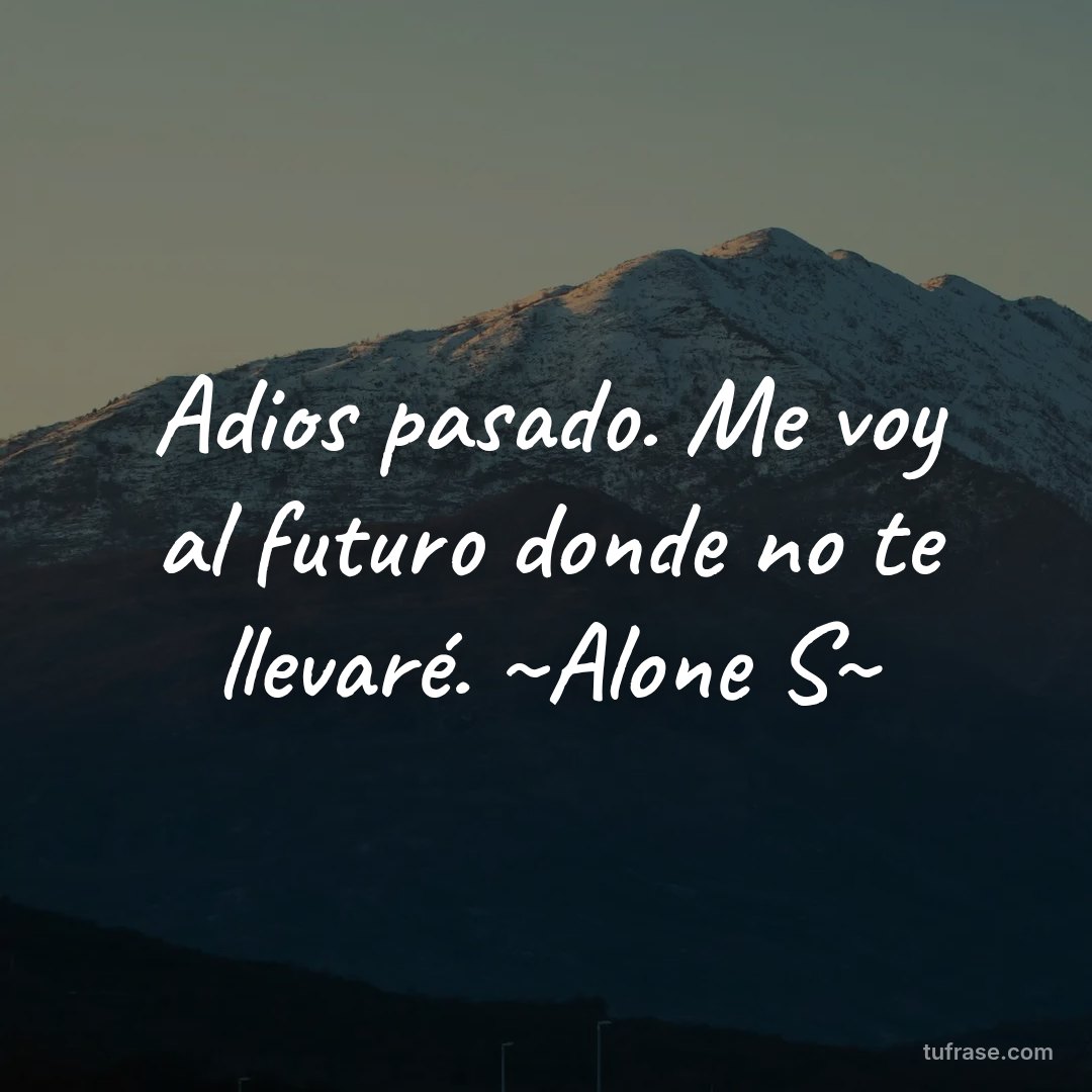 Adios pasado. Me voy al futuro donde no te llevaré. ~Alone S~