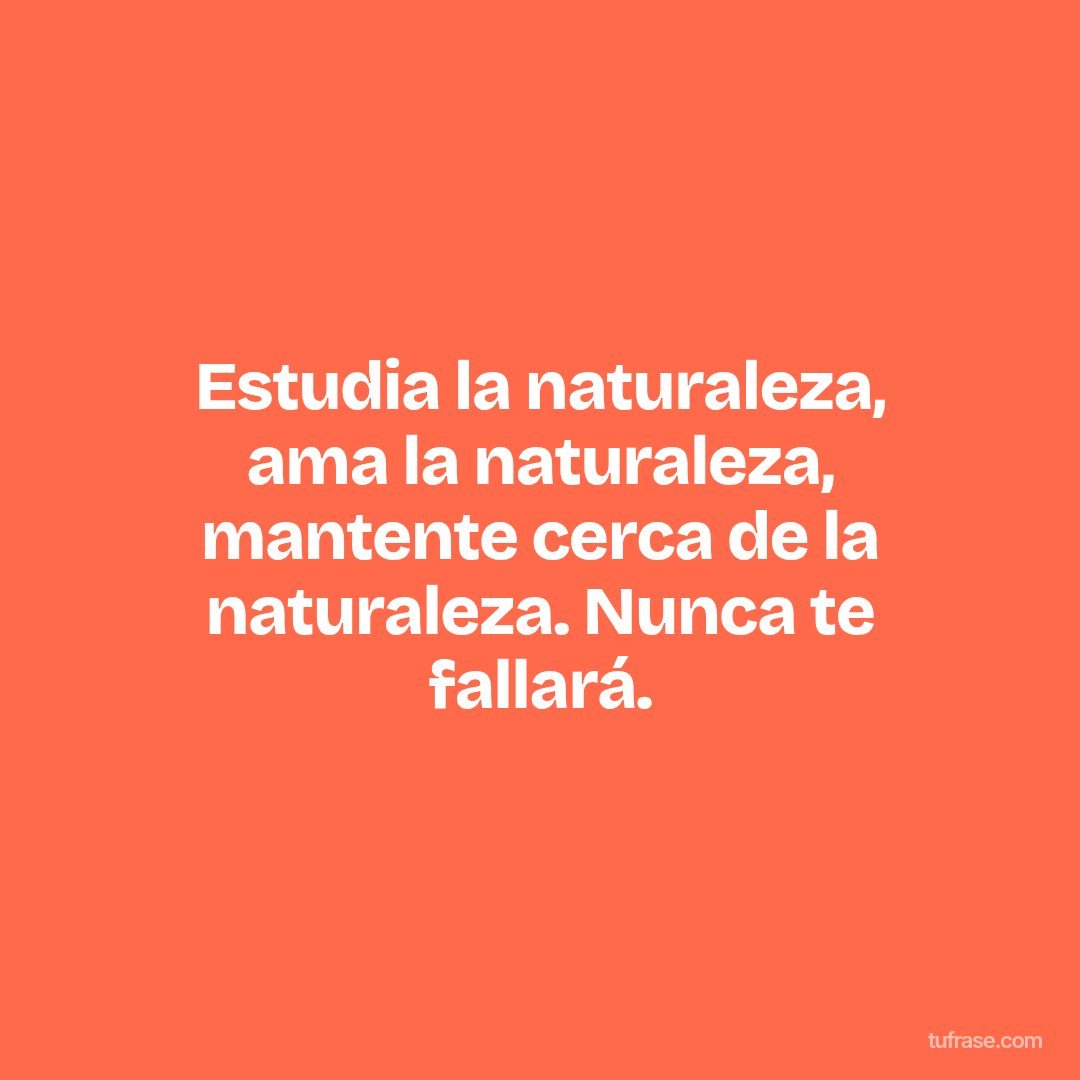 Estudia la naturaleza, ama la naturaleza, mantente cerca de la naturaleza. Nunca te fallará.