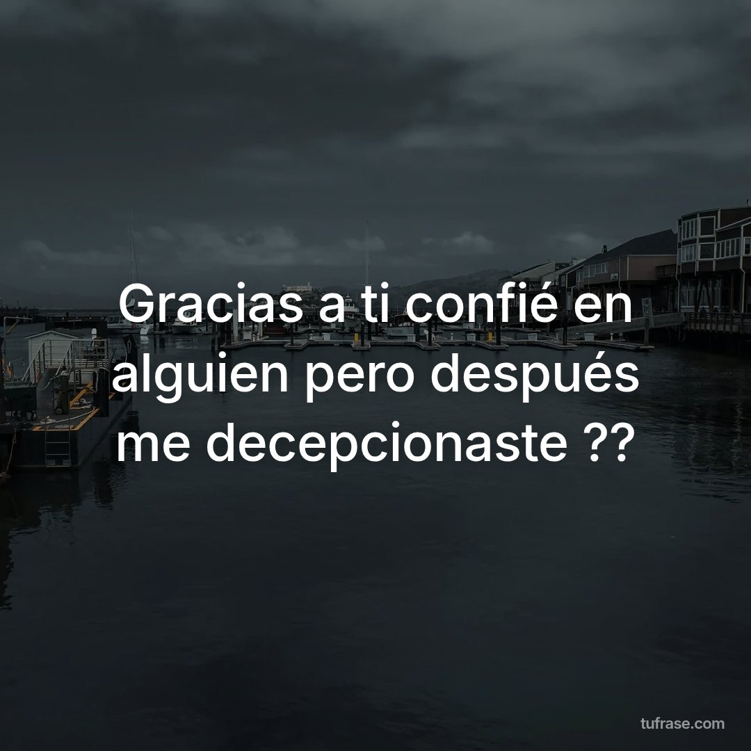 Gracias a ti confié en alguien pero después me decepcionaste ??