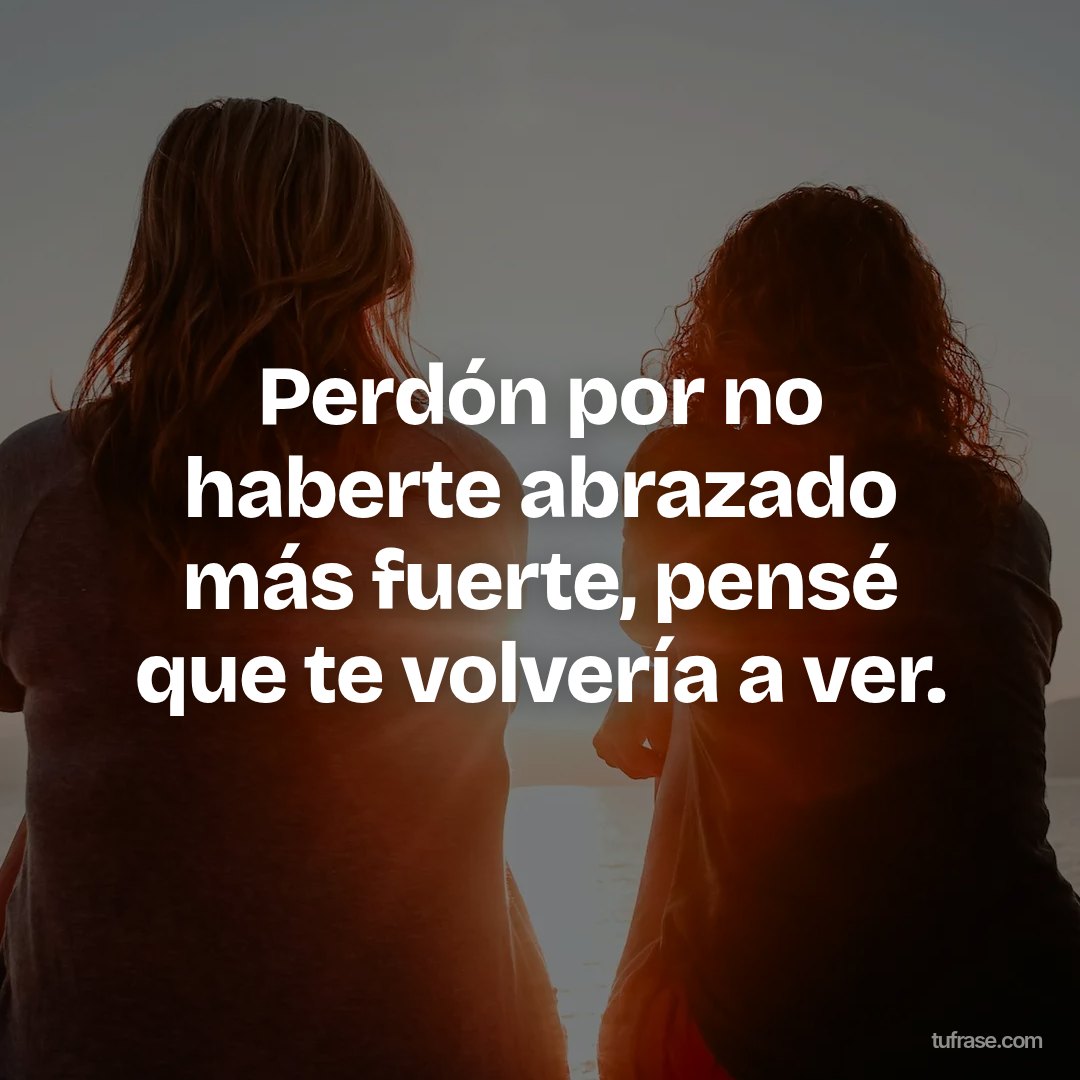 Perdón por no haberte abrazado más fuerte, pensé que te volvería a ver.