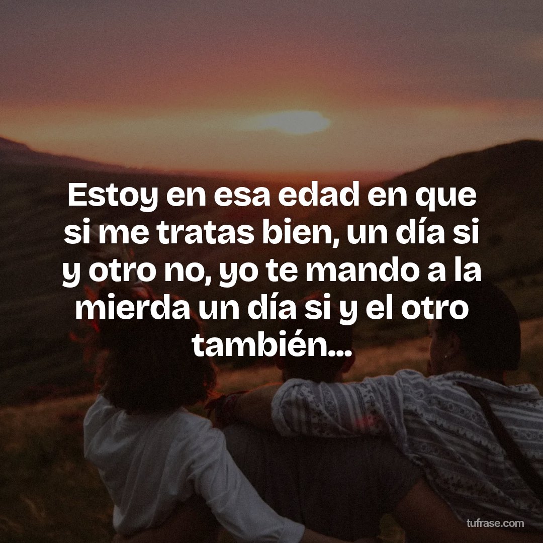 Estoy en esa edad en que si me tratas bien, un día si y otro no, yo te mando a la mierda un día si y el otro también...