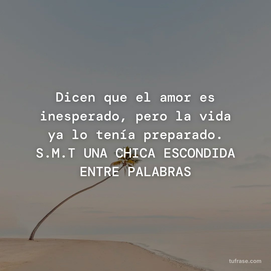 Dicen que el amor es inesperado, pero la vida ya lo tenía preparado. S.M.T UNA CHICA ESCONDIDA ENTRE PALABRAS