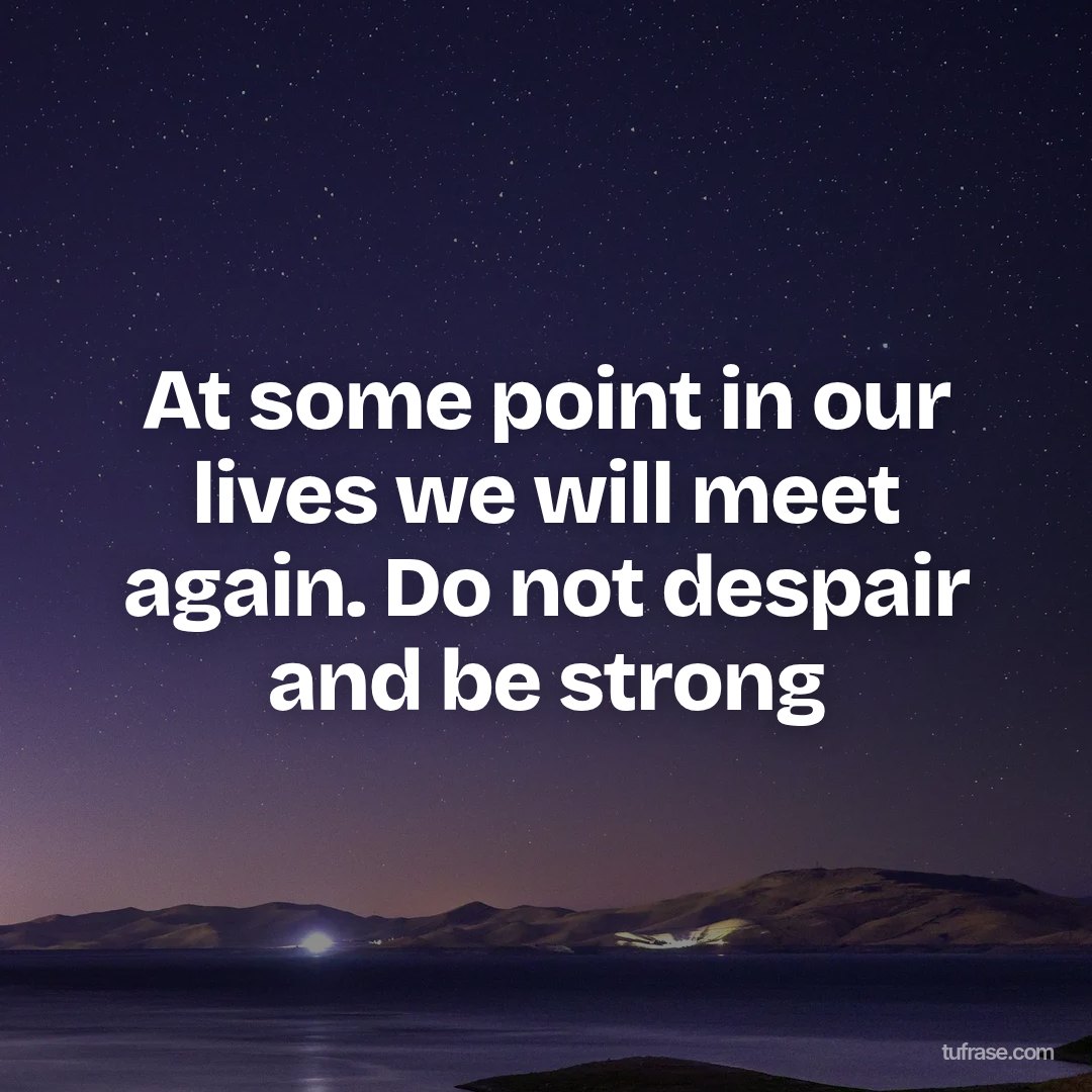 At some point in our lives we will meet again. Do not despair and be strong