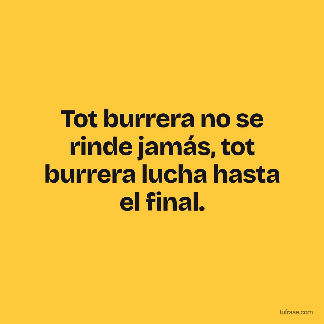Tot burrera no se rinde jamás, tot burrera lucha hasta el final.