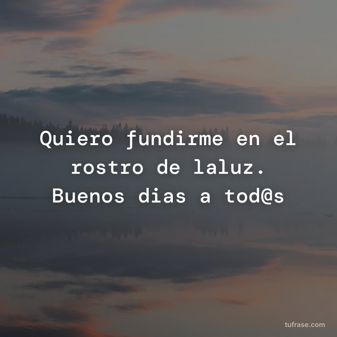 Quiero fundirme en el rostro de laluz. Buenos dias a tod@s