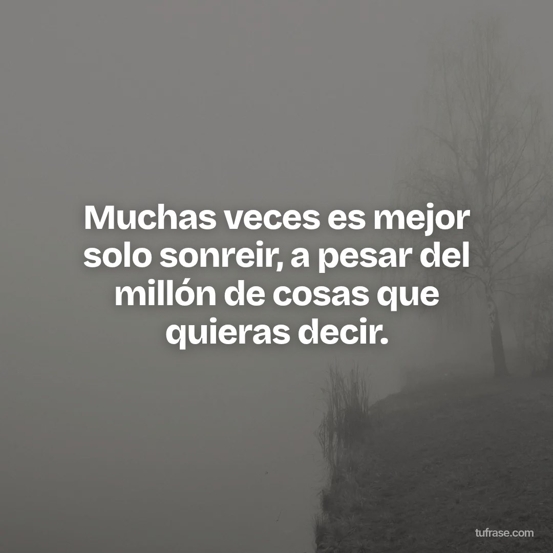 Muchas veces es mejor solo sonreir, a pesar del millón de cosas que quieras decir.