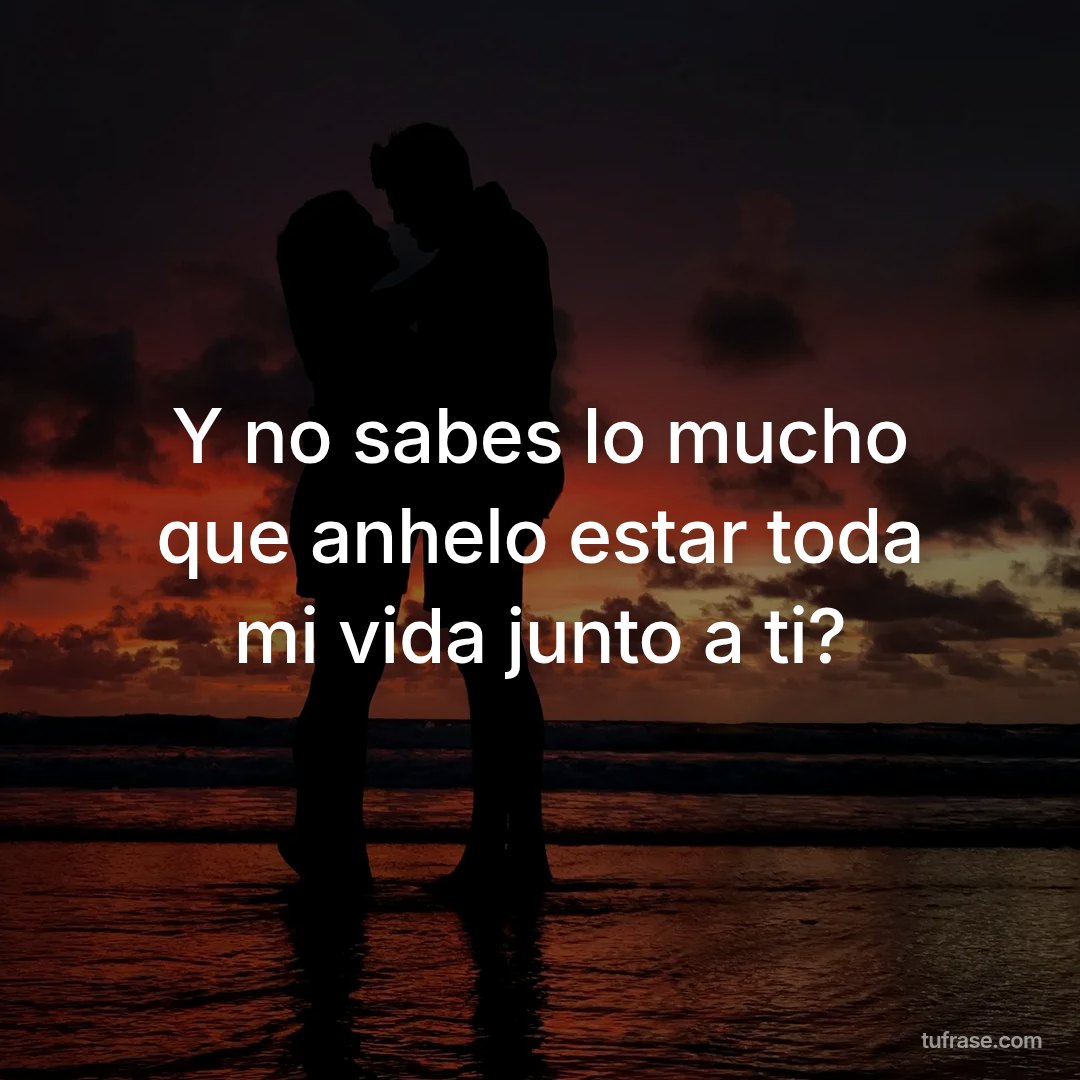 Y no sabes lo mucho que anhelo estar toda mi vida junto a ti?