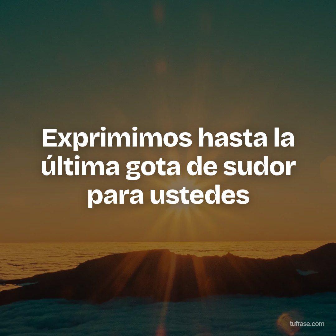 Exprimimos hasta la última gota de sudor para ustedes