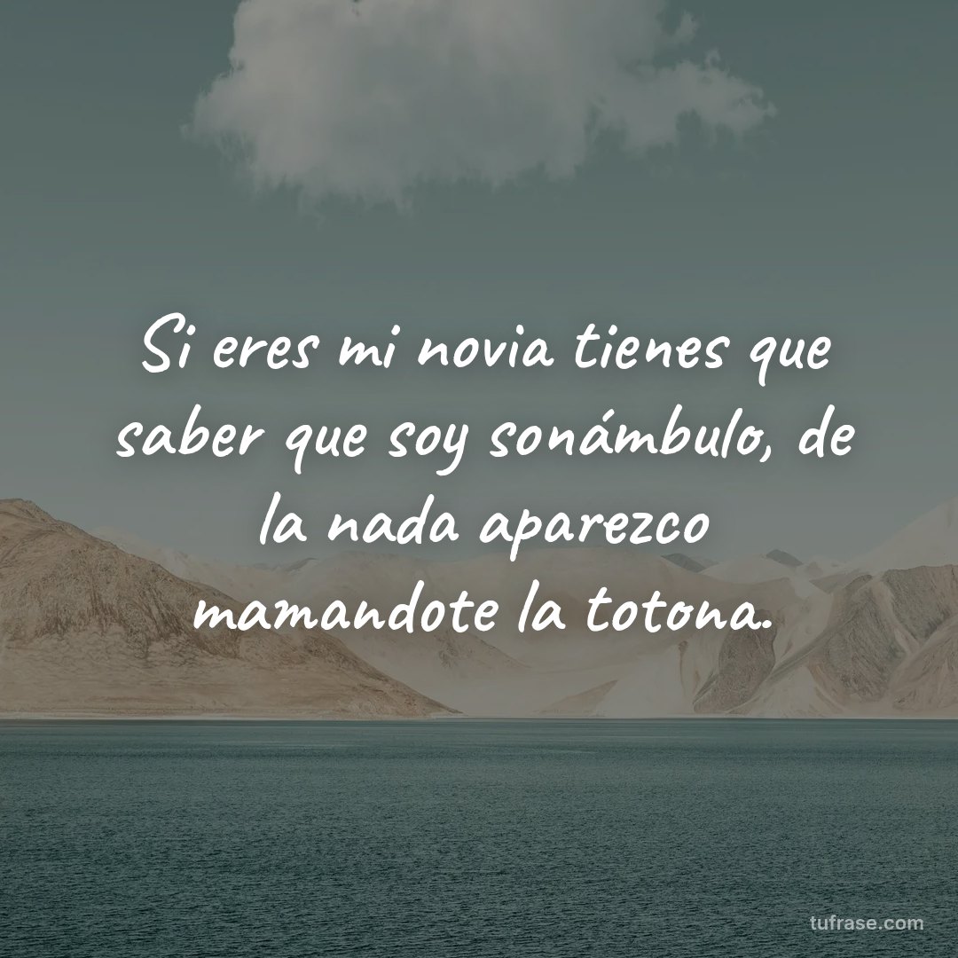 Si eres mi novia tienes que saber que soy sonámbulo, de la nada aparezco mamandote la totona.