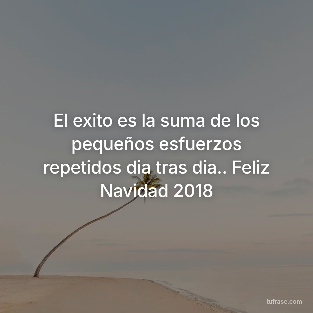 El exito es la suma de los pequeños esfuerzos repetidos dia tras dia.. Feliz Navidad 2018