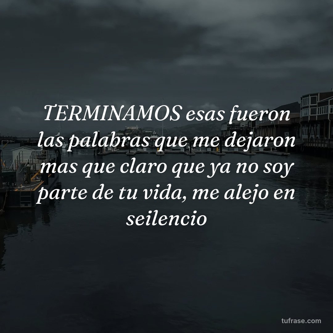 TERMINAMOS esas fueron las palabras que me dejaron mas que claro que ya no soy parte de tu vida, me alejo en seilencio