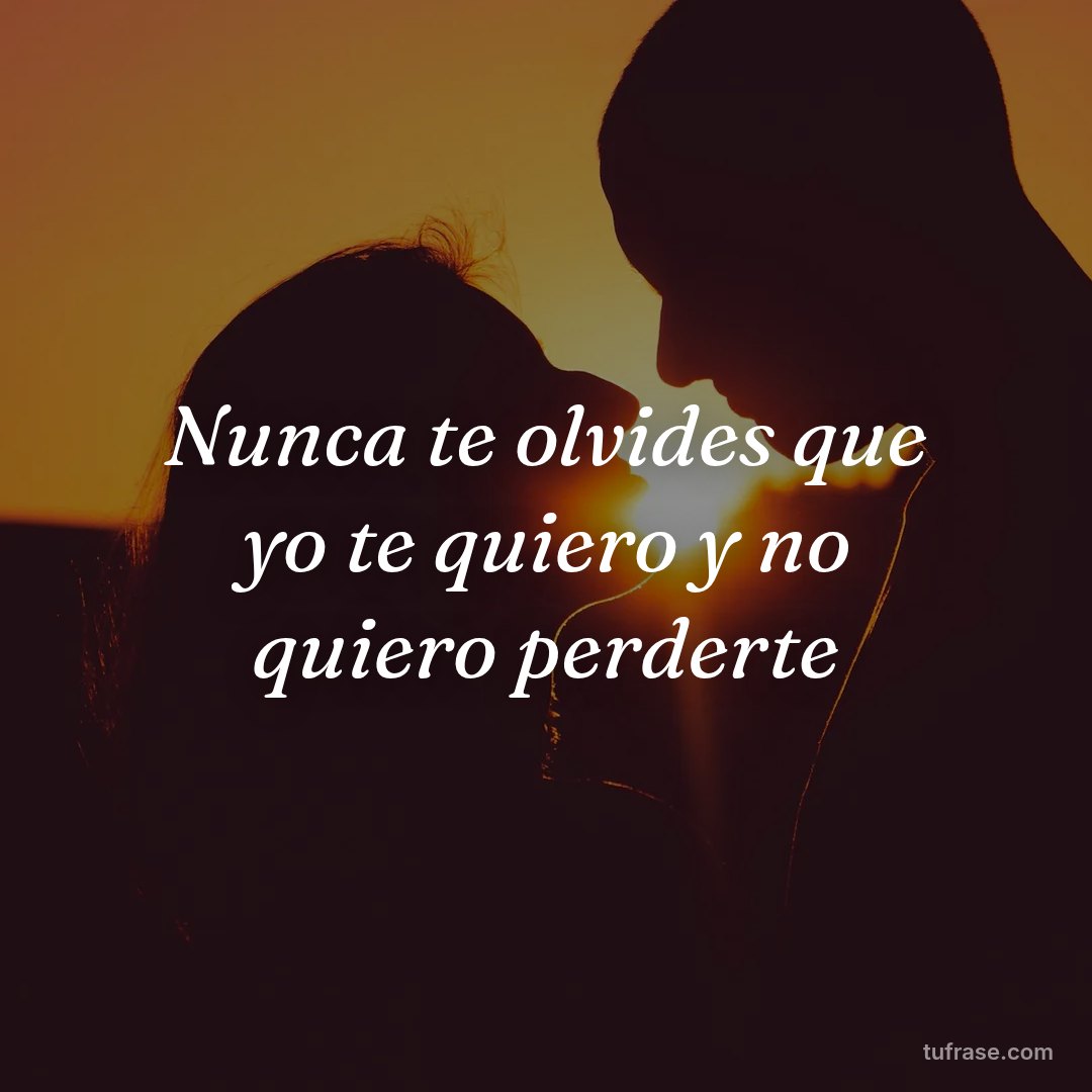 Nunca te olvides que yo te quiero y no quiero perderte