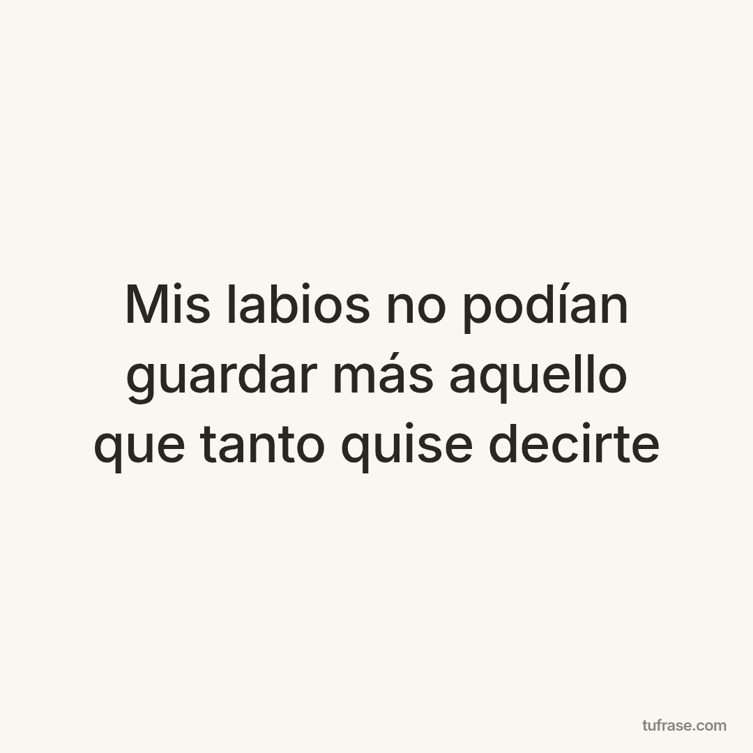 Mis labios no podían guardar más aquello que tanto quise decirte