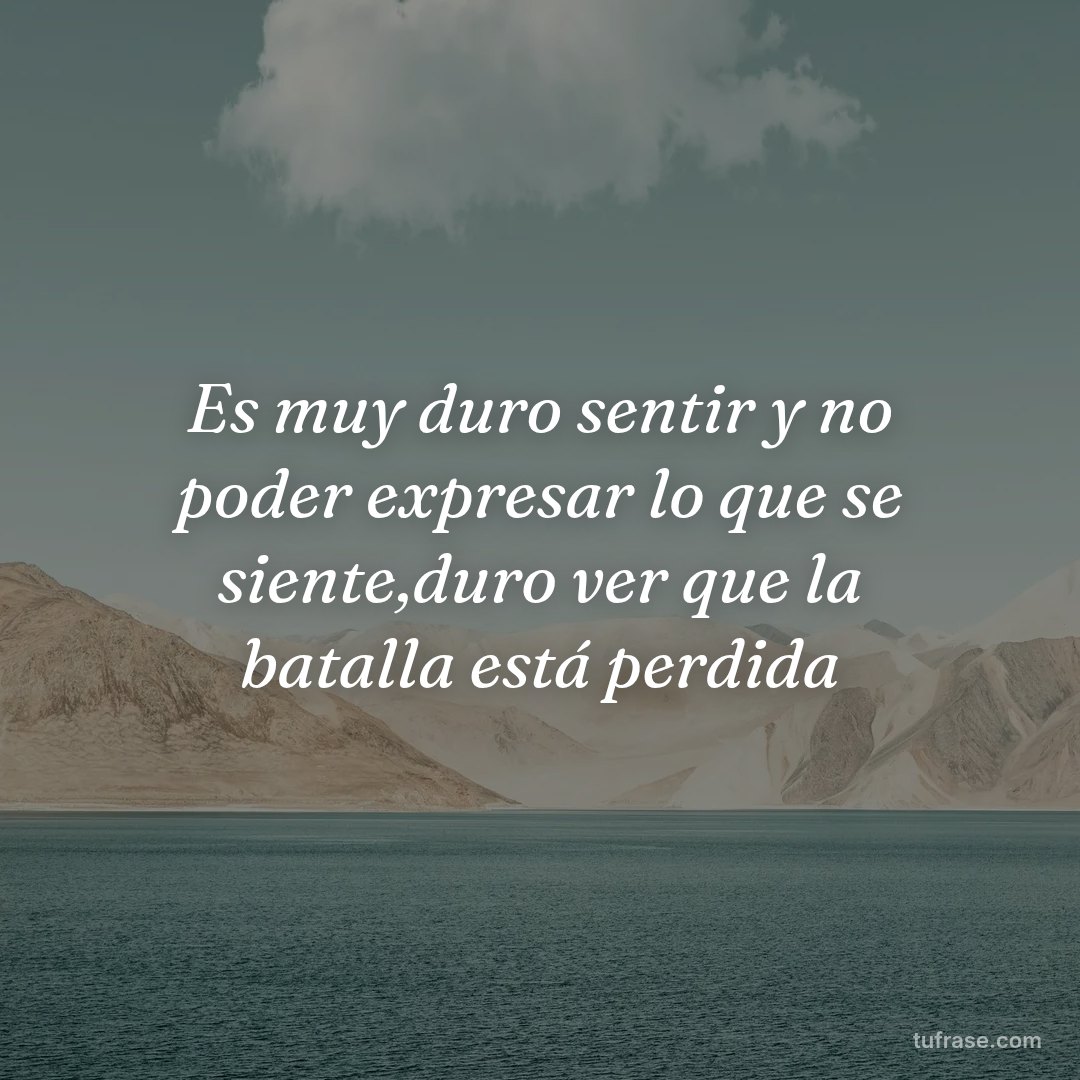 Es muy duro sentir y no poder expresar lo que se siente,duro ver que la batalla está perdida