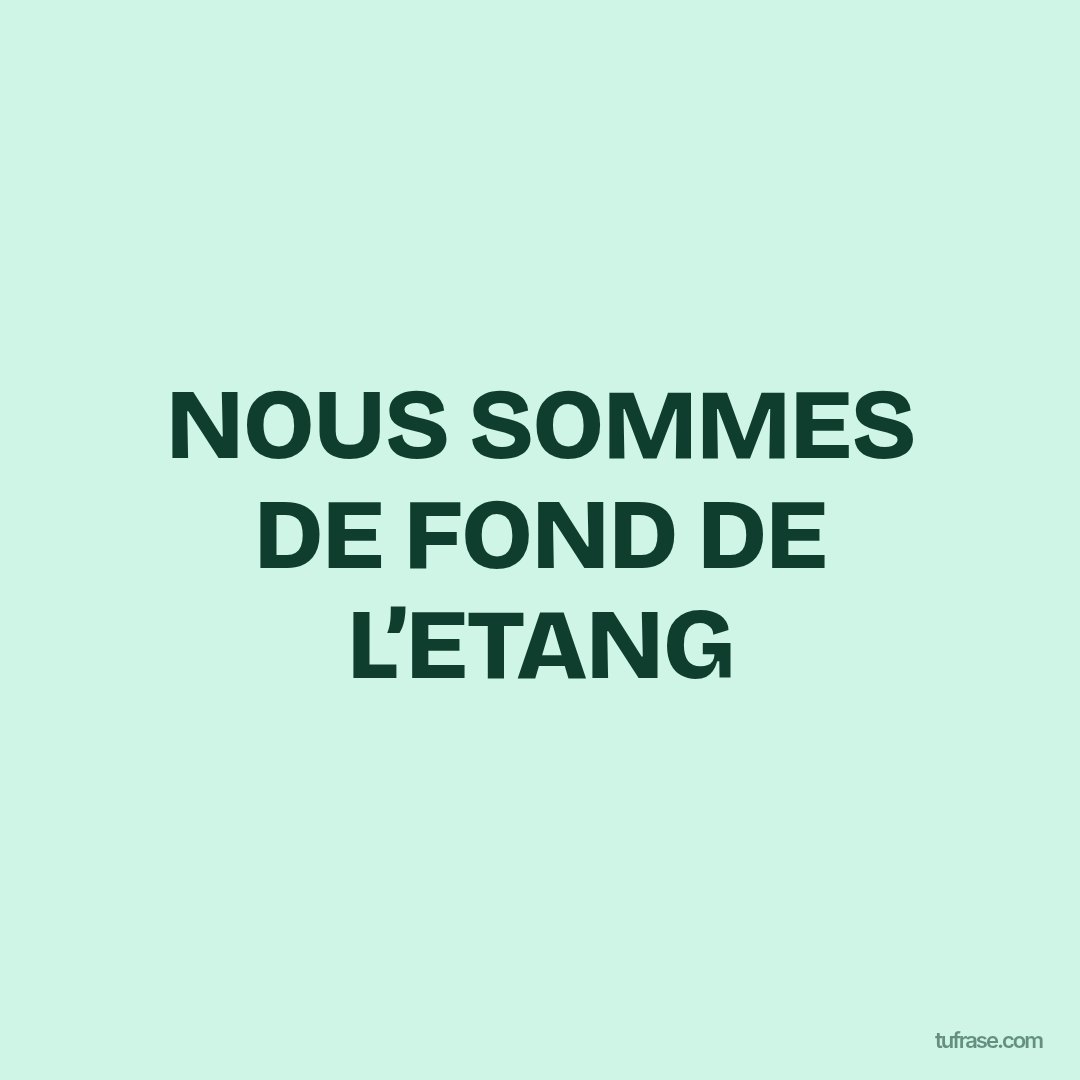 NOUS SOMMES DE FOND DE L’ETANG